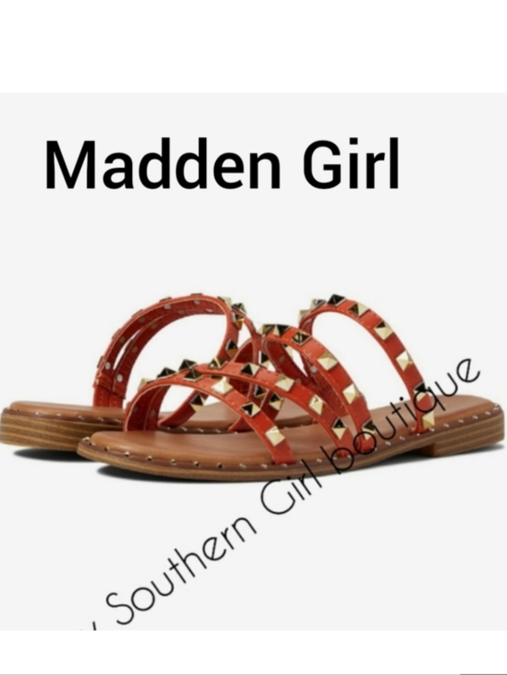 ⭐🆕 Orange Gold spike Madden sandals